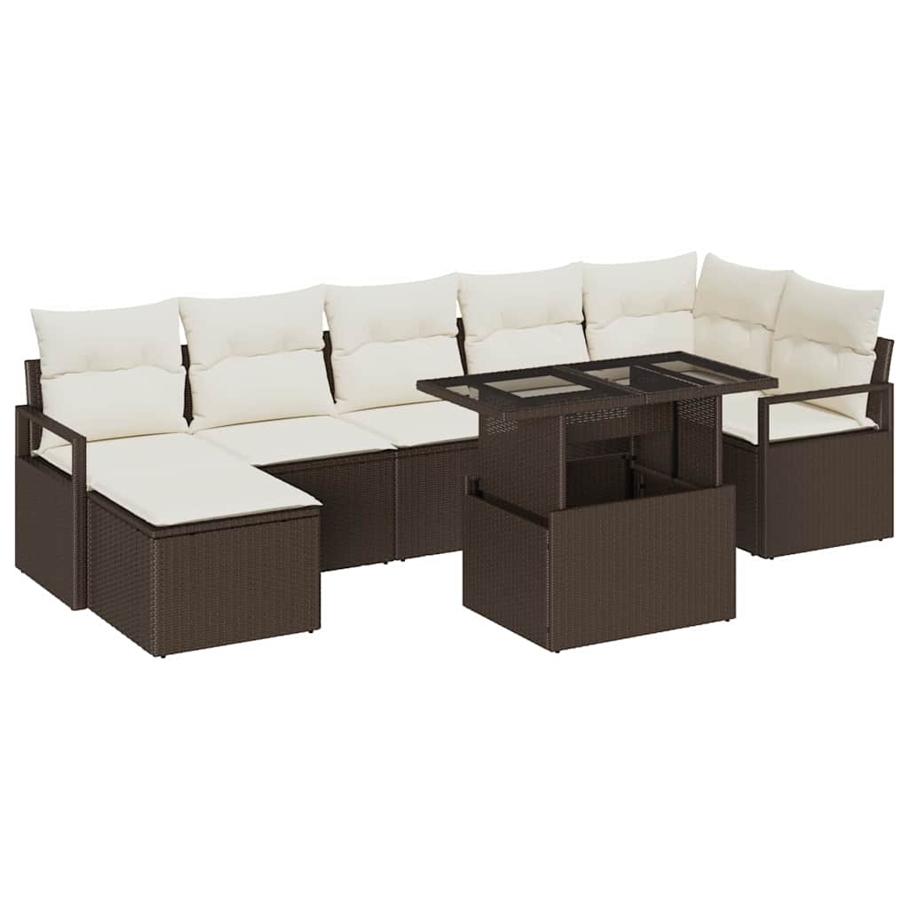 Ensemble de canapé de jardin 8 pcs Marron Poly rotin - XIOS