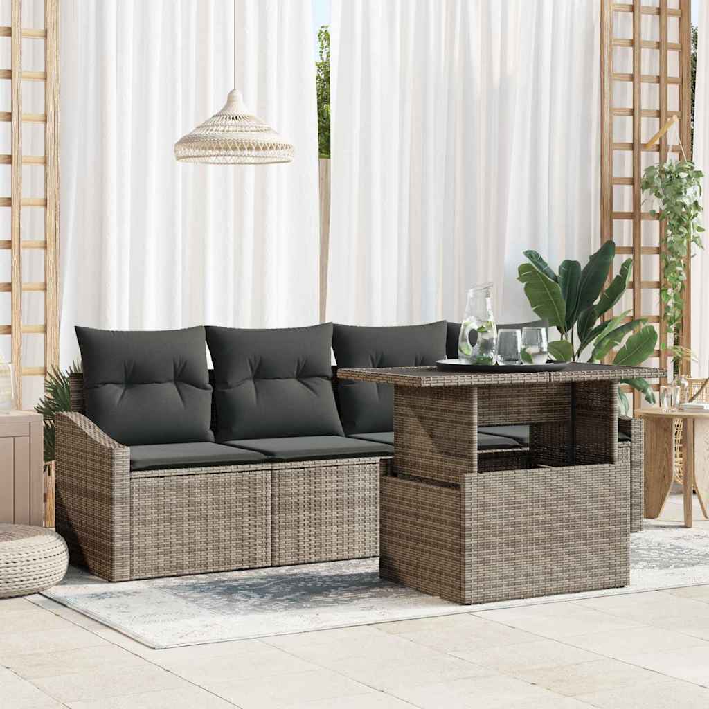 Ensemble de canapé de jardin 5 pcs Gris Poly rotin - XIOS