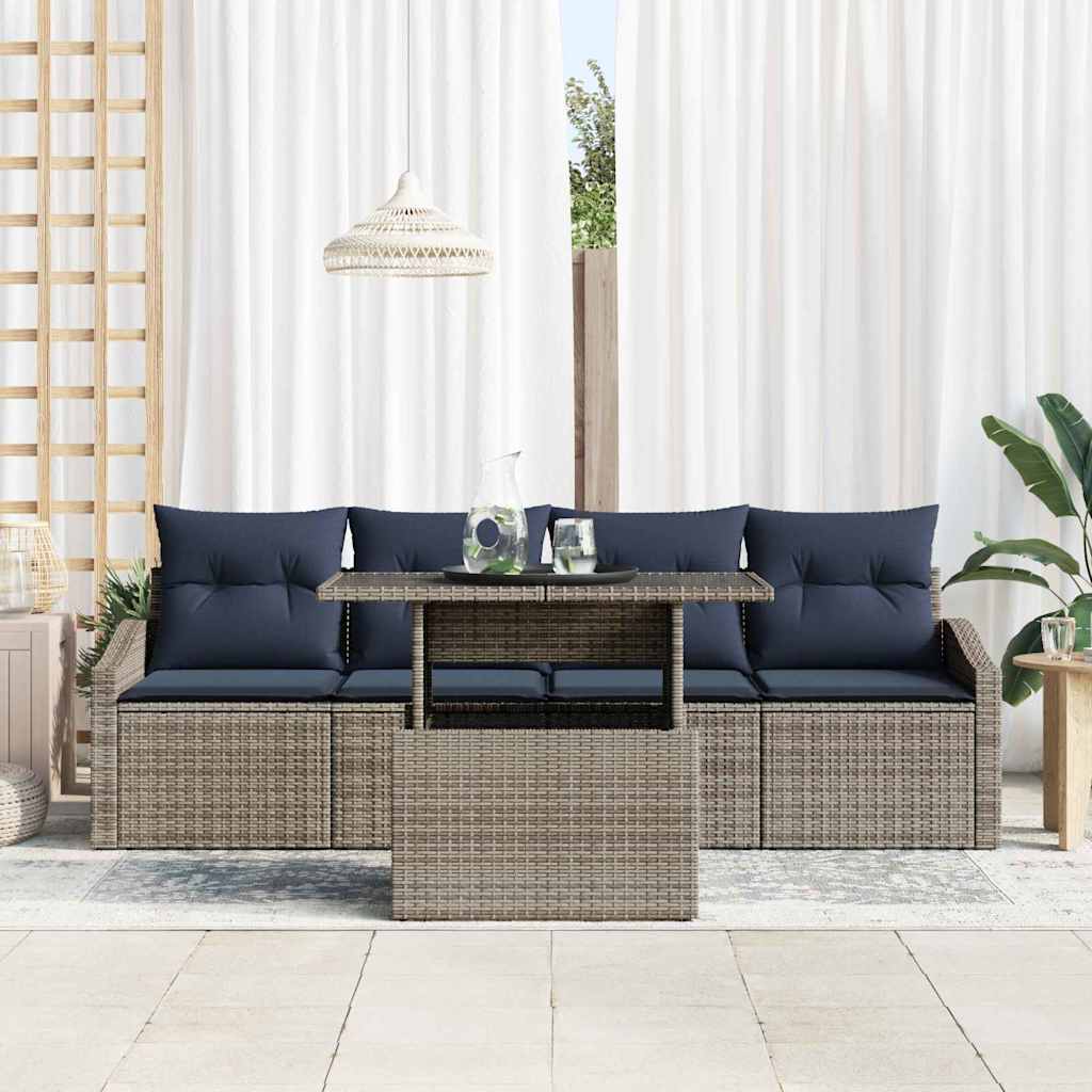 Ensemble de canapé de jardin avec coussin 5 pcs Gris polyrotin - XIOS