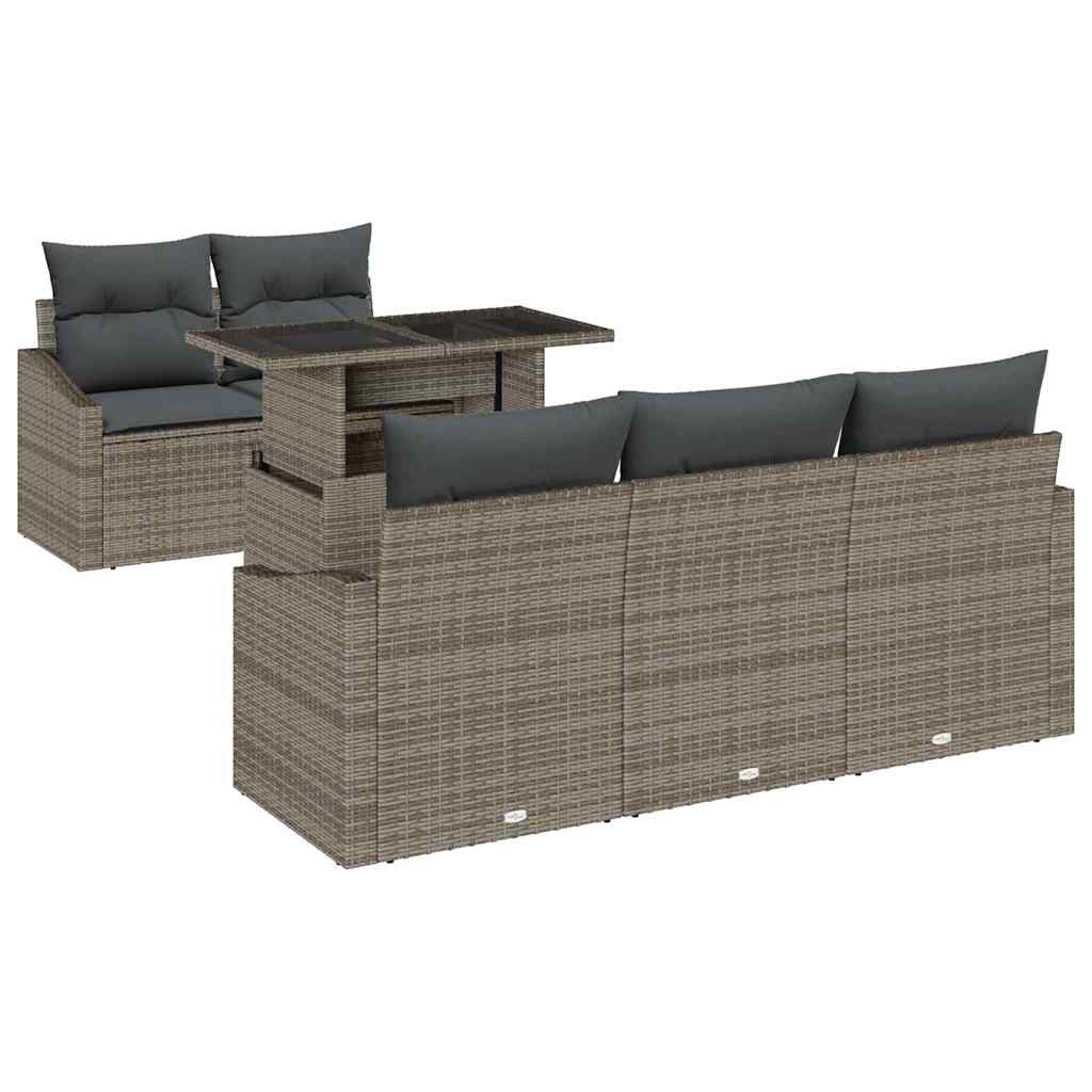 Ensemble de canapé de jardin 6 pcs Gris Poly rotin - XIOS