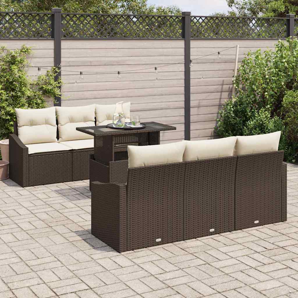 Ensemble de canapé de jardin 7 pcs Marron polyrotin - XIOS