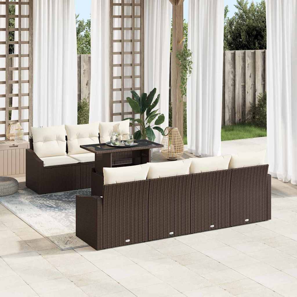 Ensemble de canapé de jardin 8 pcs Marron polyrotin - XIOS