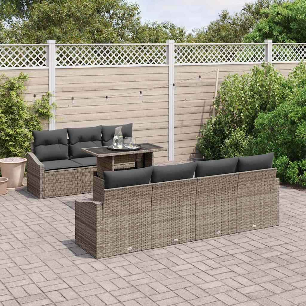 Ensemble de canapé de jardin 8 pcs Gris Poly rotin - XIOS
