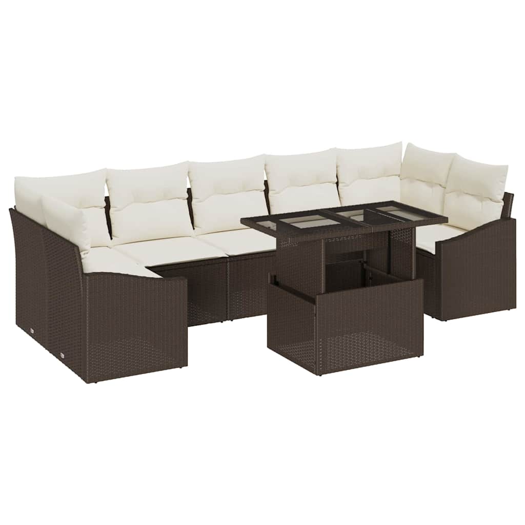 Ensemble de canapé de jardin 8 pcs Marron Poly rotin - XIOS