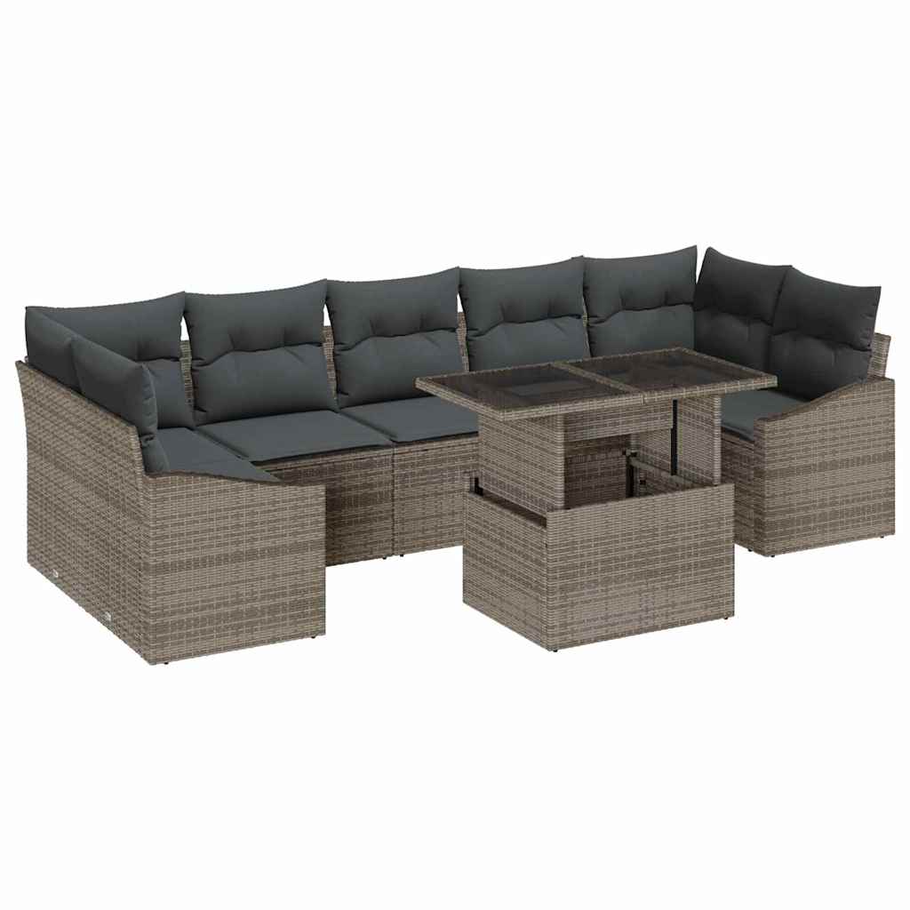 Ensemble de canapé de jardin avec coussin 8 pcs Gris polyrotin - XIOS