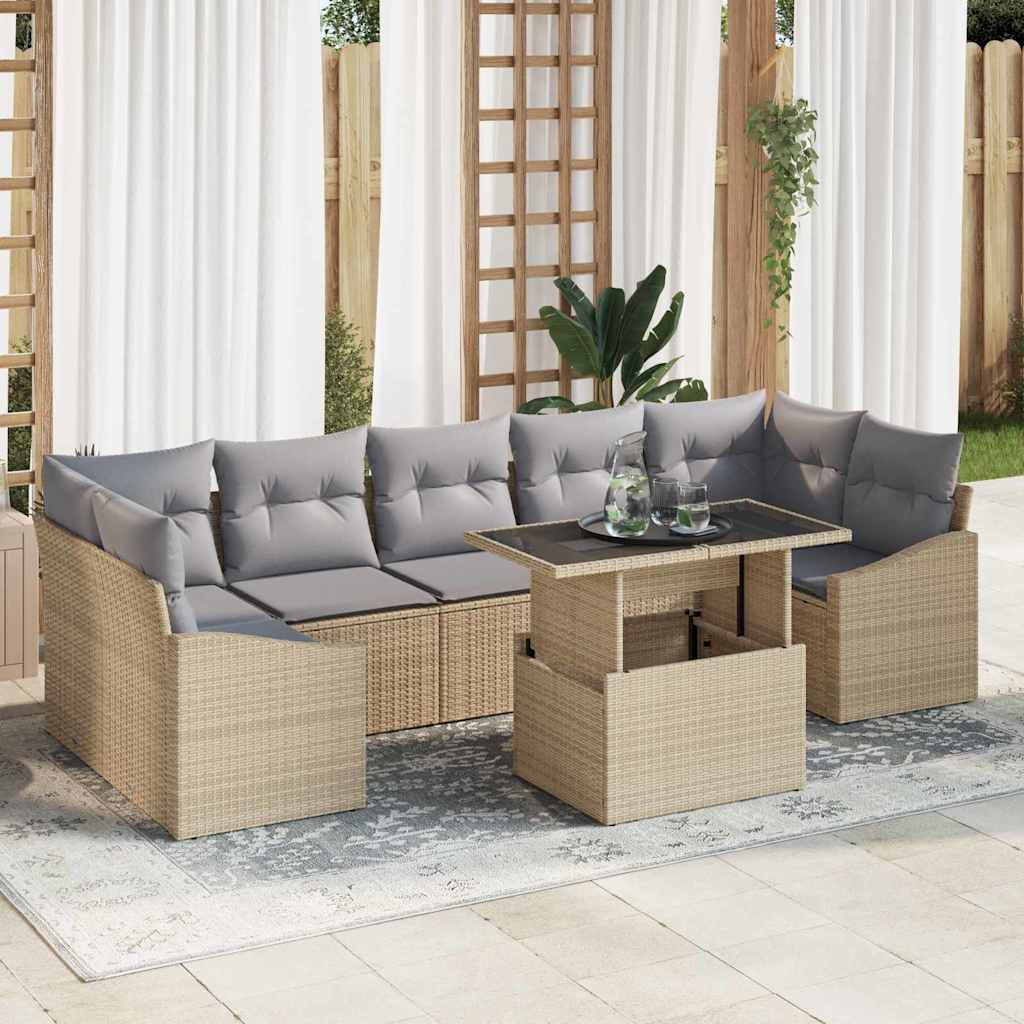 Ensemble de canapé de jardin 8 pcs Beige Poly rotin - XIOS