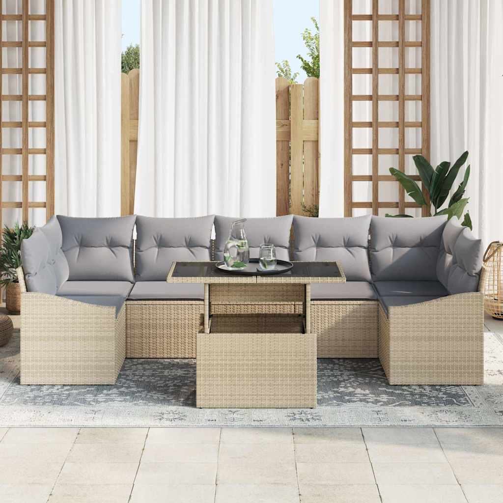 Ensemble de canapé de jardin 8 pcs Beige Poly rotin - XIOS