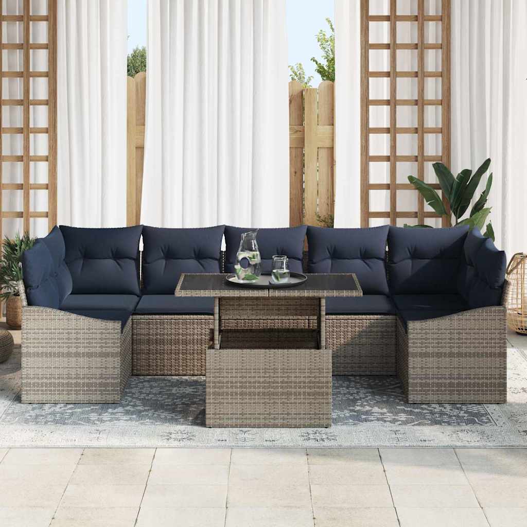 Ensemble de canapé de jardin 8 pcs Gris Poly rotin - XIOS