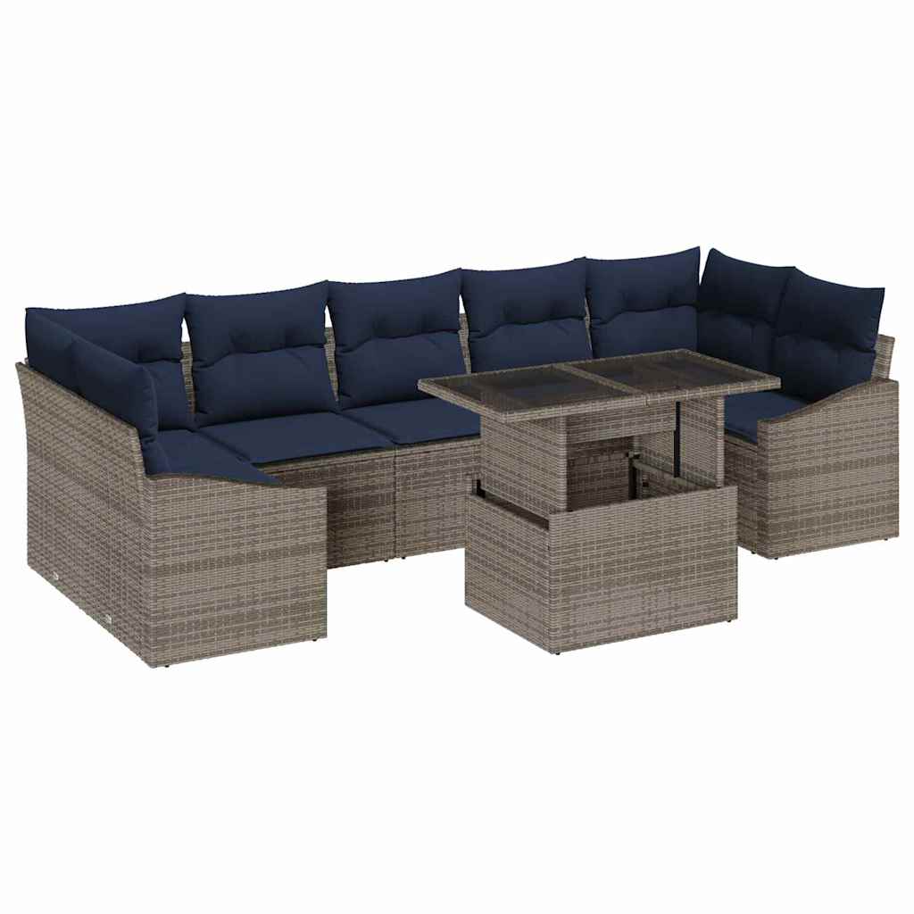 Ensemble de canapé de jardin 8 pcs Gris Poly rotin - XIOS