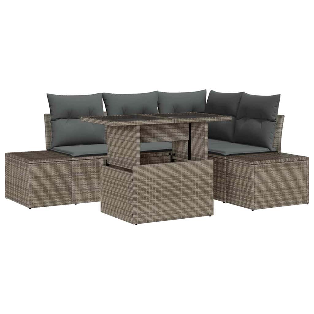 Ensemble de canapé de jardin avec coussin 5 pcs Gris polyrotin - XIOS