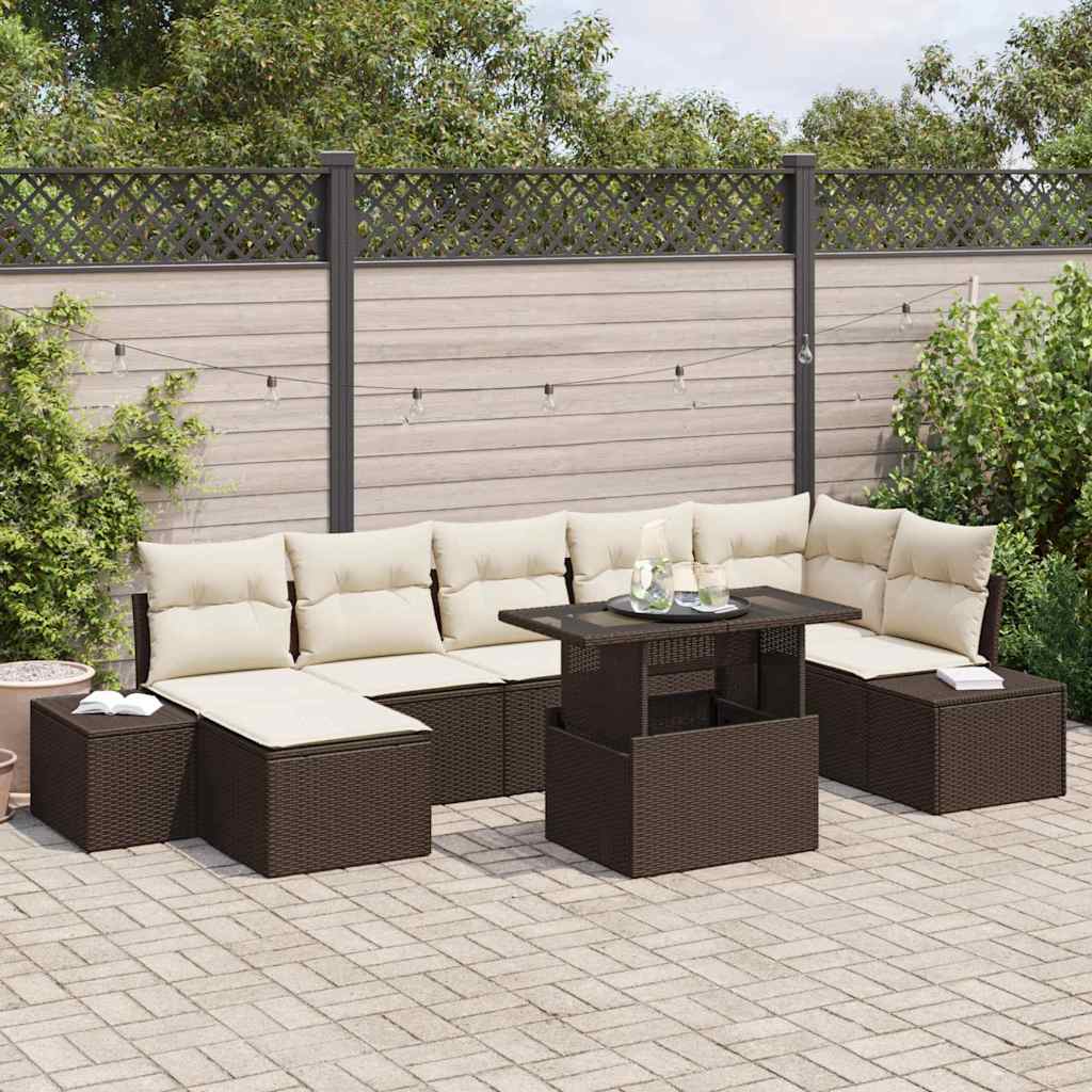 Ensemble de canapé de jardin 8 pcs Marron Poly rotin - XIOS