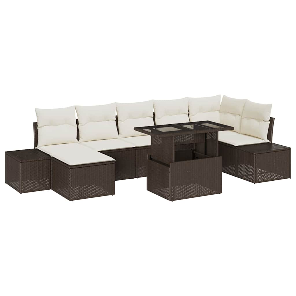 Ensemble de canapé de jardin 8 pcs Marron Poly rotin - XIOS