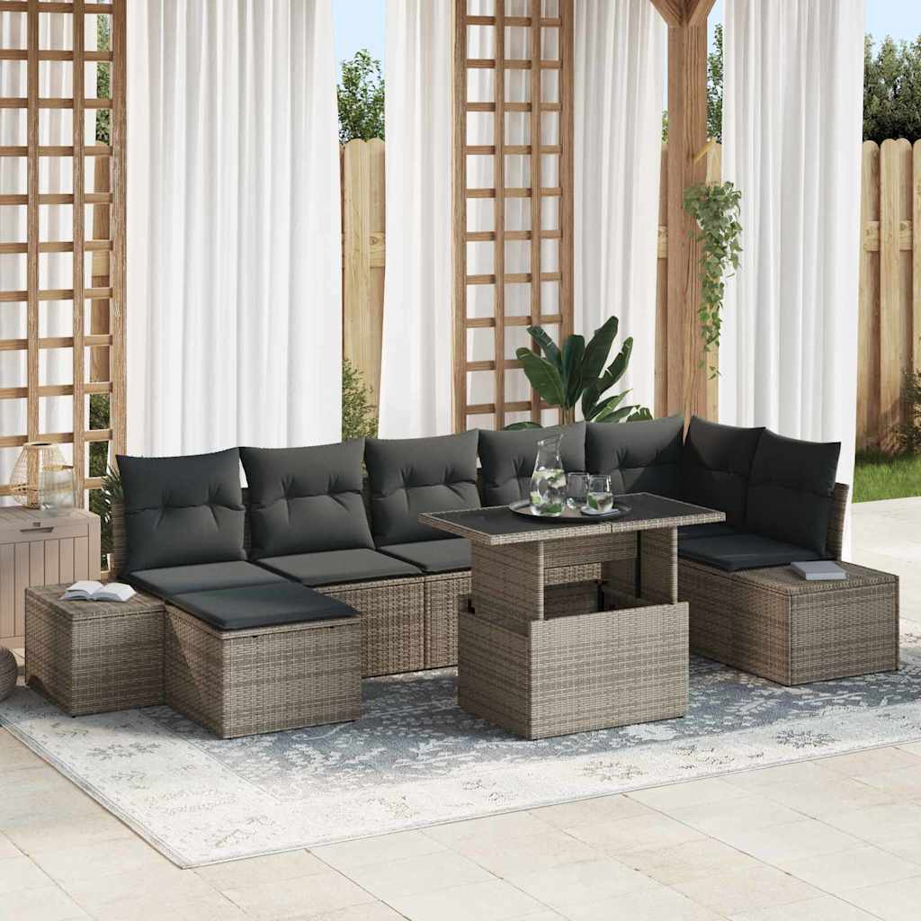 Ensemble de canapé de jardin 8 pcs Gris Poly rotin - XIOS