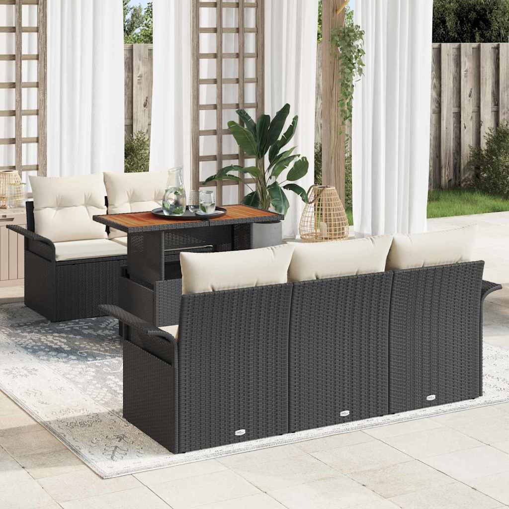 Ensemble de canapé de jardin 6 pcs Noir Poly rotin - XIOS