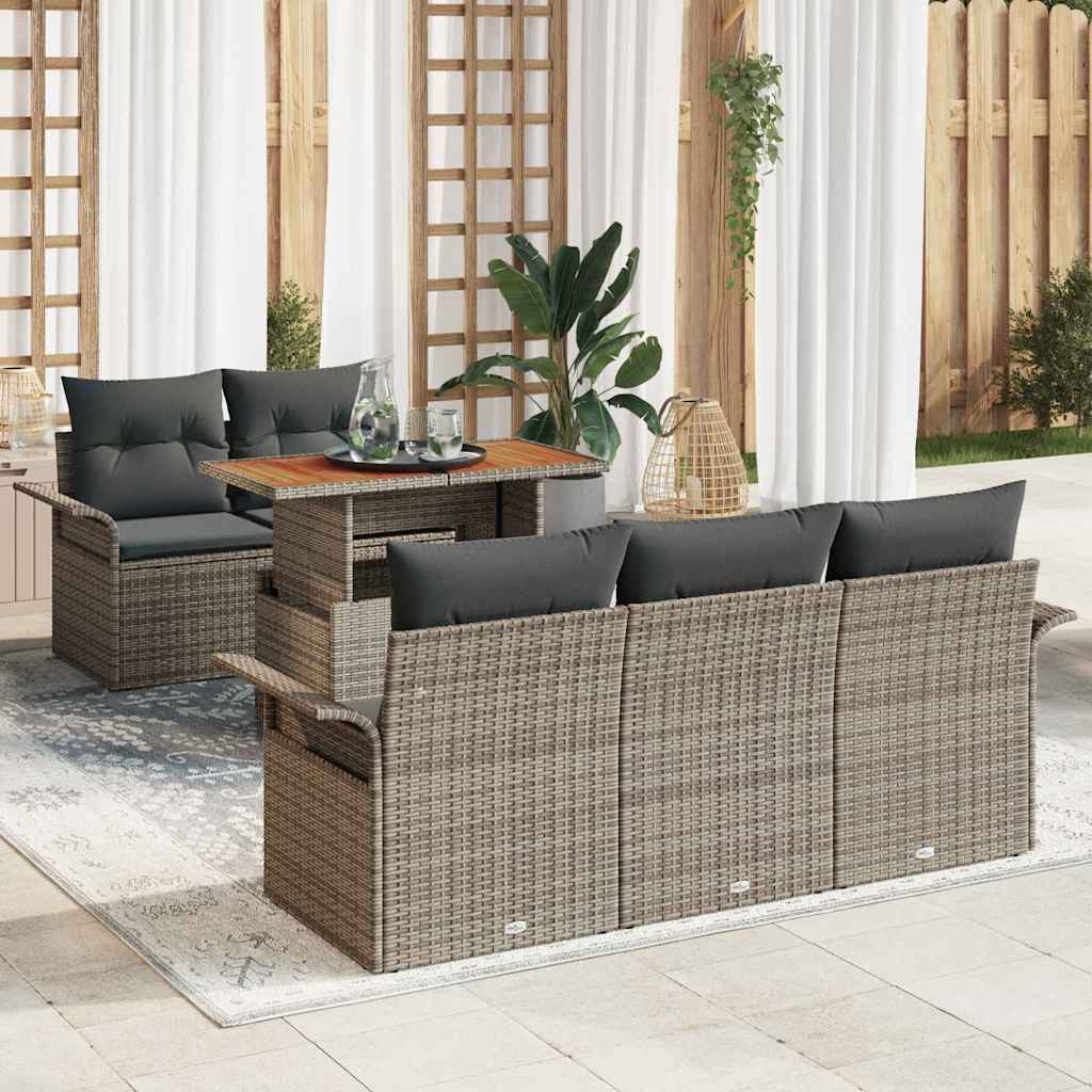 Ensemble de canapé de jardin 6 pcs Gris Poly rotin - XIOS