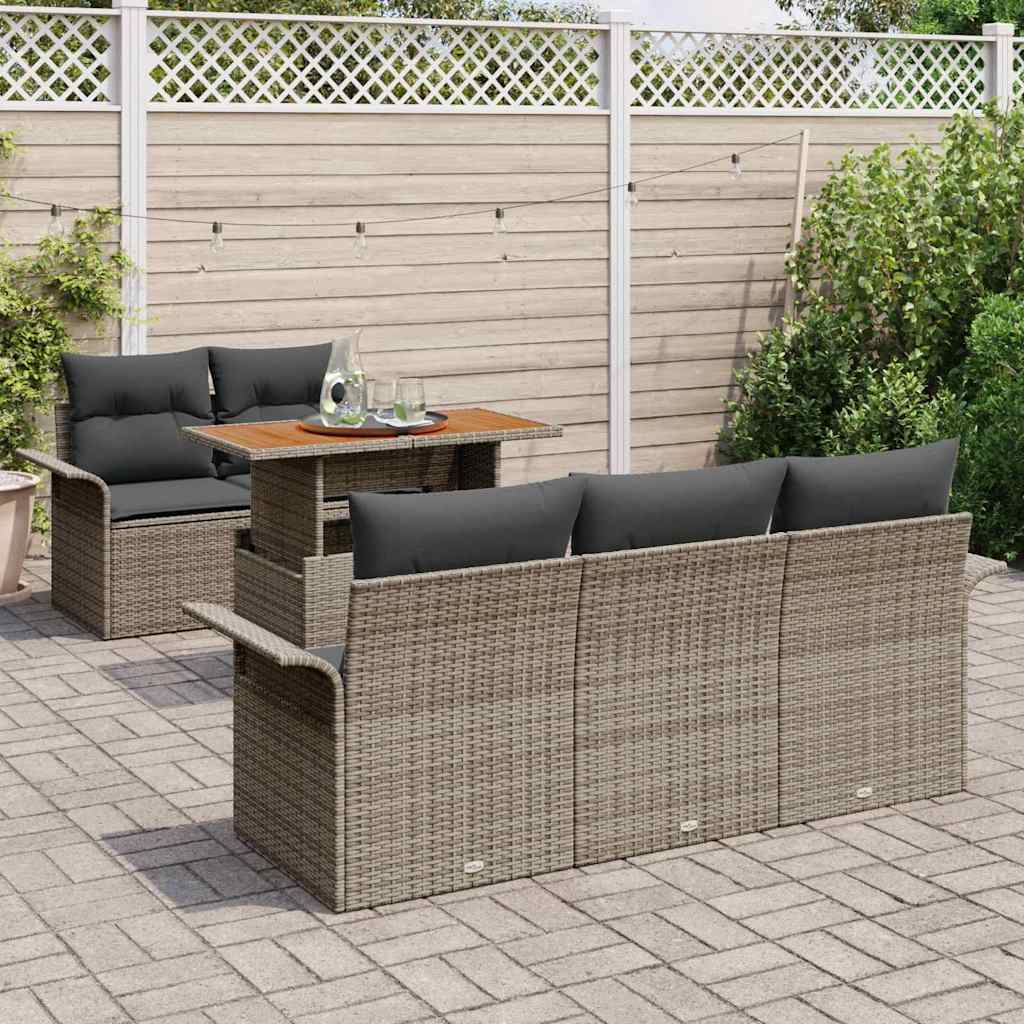 Ensemble de canapé de jardin 6 pcs Gris Poly rotin - XIOS