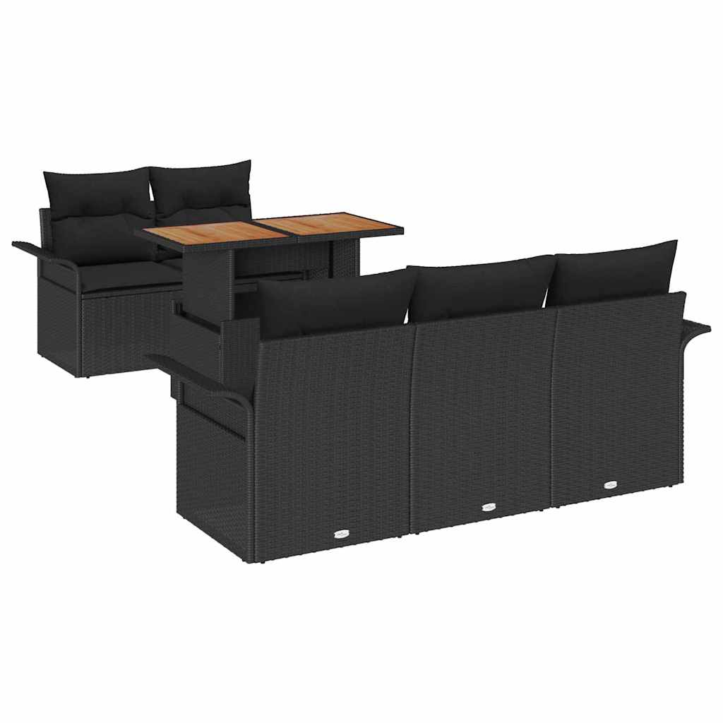 Ensemble de canapé de jardin 6 pcs Noir Poly rotin - XIOS
