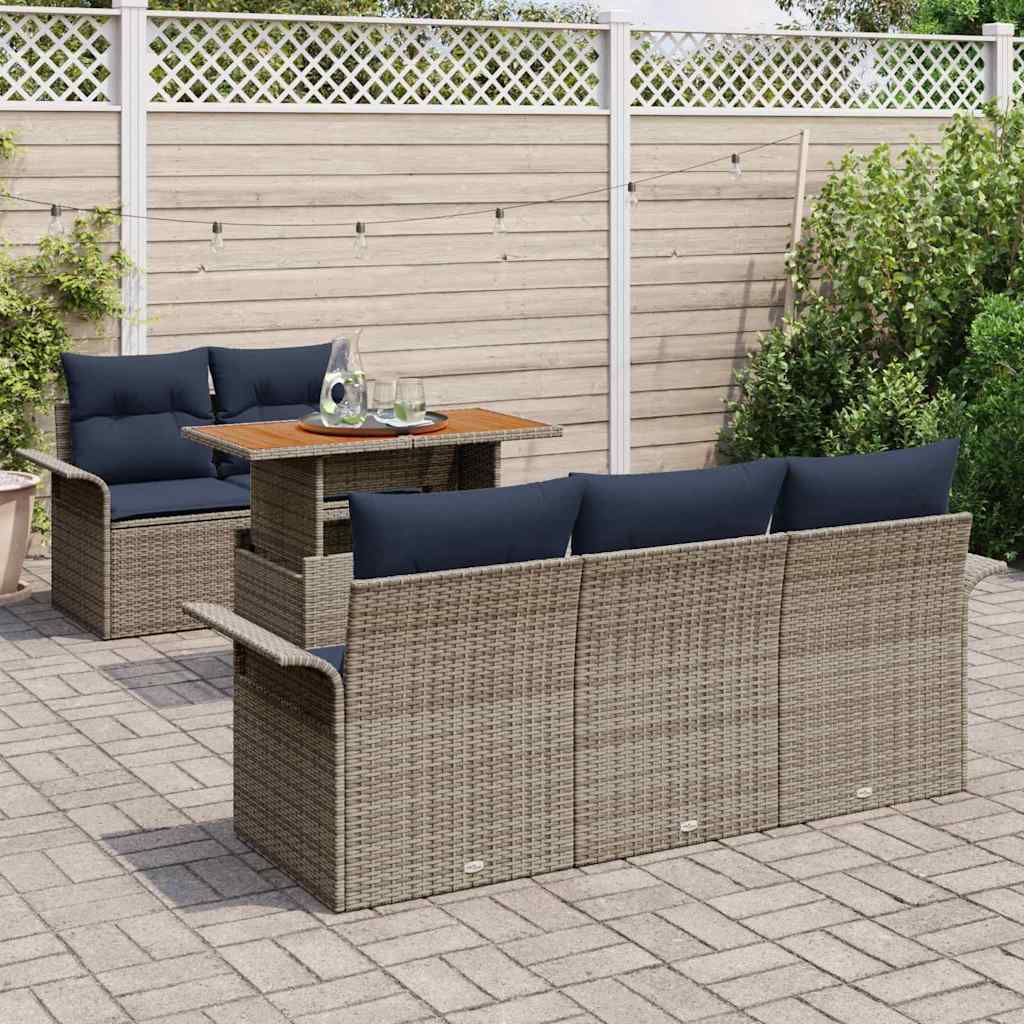 Ensemble de canapé de jardin 6 pcs Gris Poly rotin - XIOS