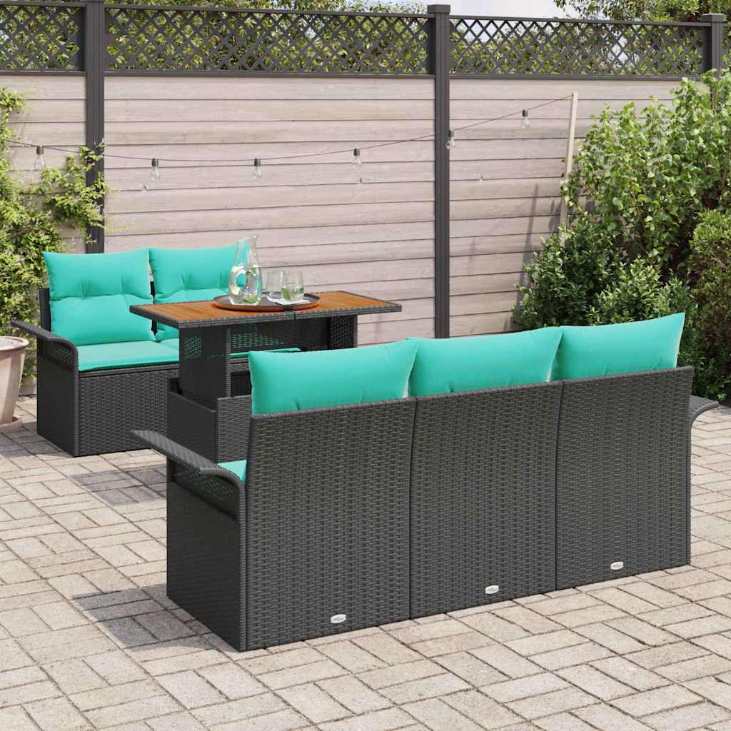 Ensemble de canapé de jardin 6 pcs Noir Poly rotin - XIOS