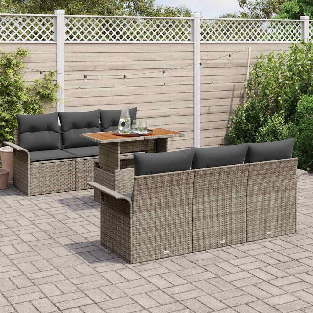 Ensemble de canapé de jardin 7 pcs Gris Poly rotin - XIOS