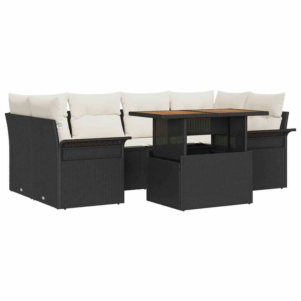 Ensemble de canapé de jardin 7 pcs Noir Poly rotin - XIOS