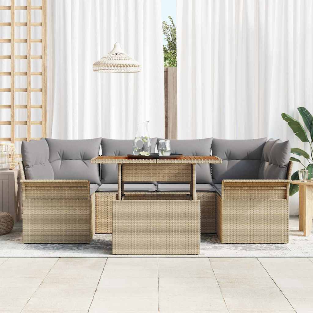 Ensemble de canapé de jardin 7 pcs Beige Poly rotin - XIOS