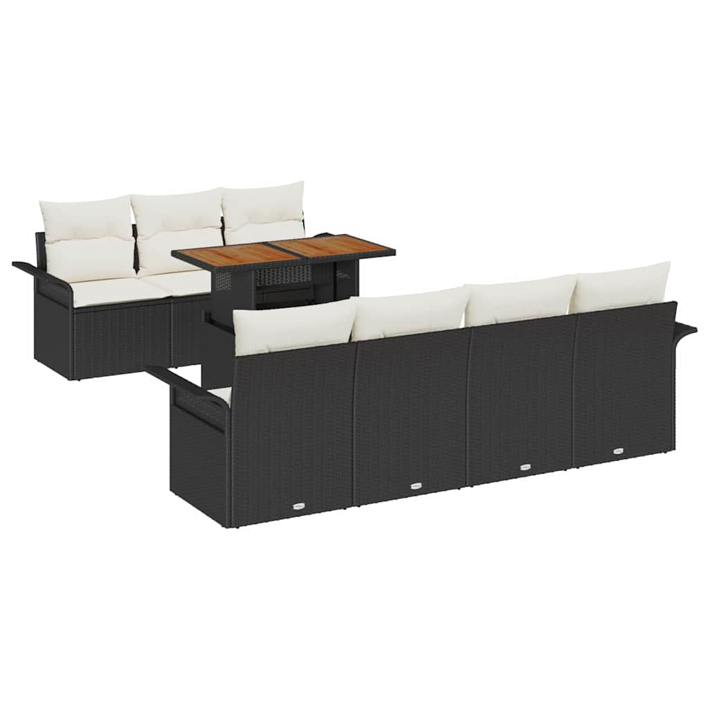 Ensemble de canapé de jardin 8 pcs Noir Poly rotin - XIOS