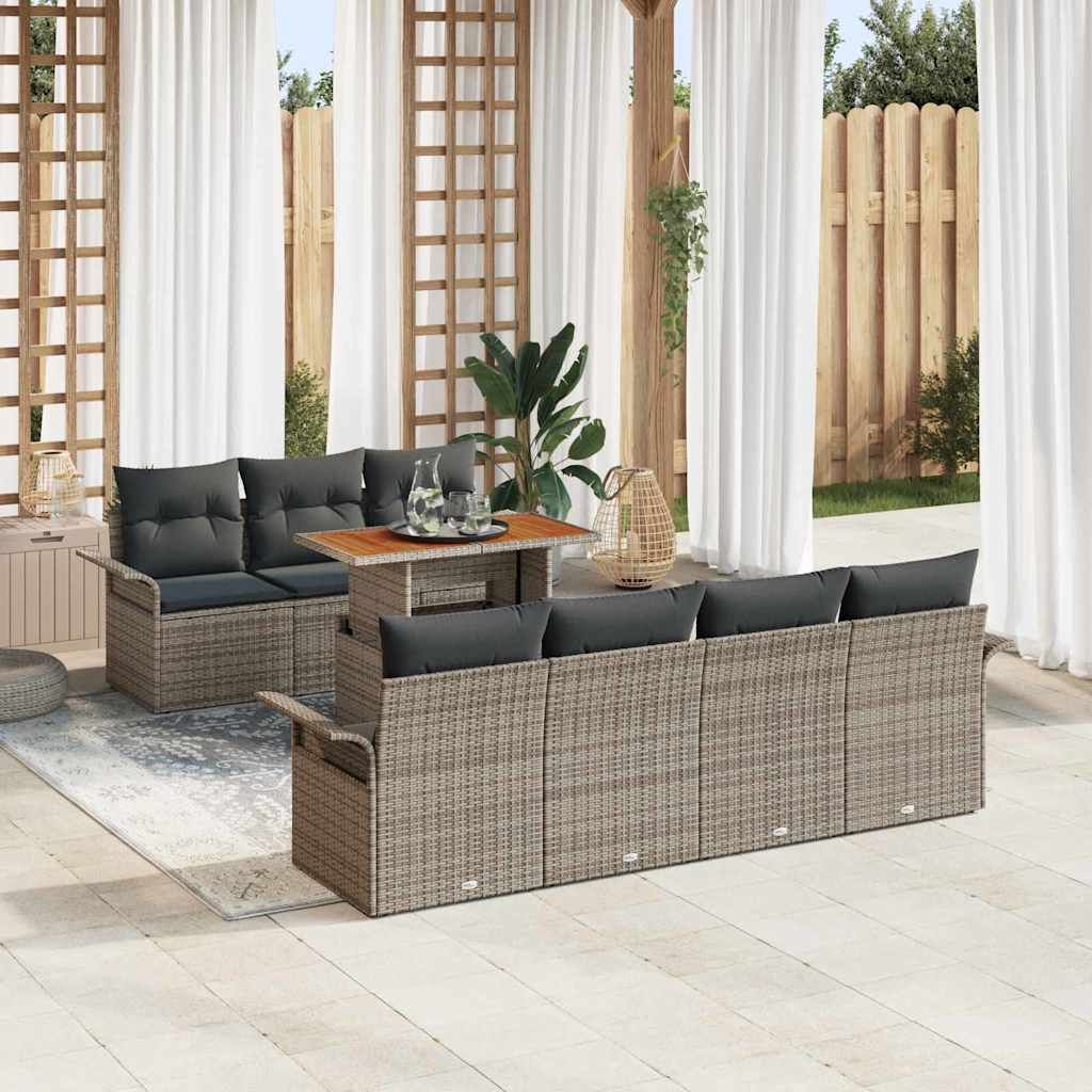 Ensemble de canapé de jardin 8 pcs Gris Poly rotin - XIOS