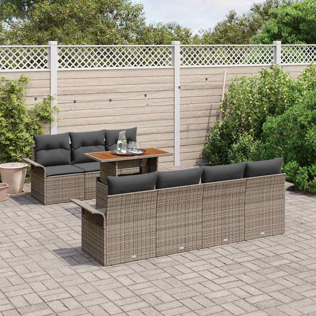Ensemble de canapé de jardin 8 pcs Gris Poly rotin - XIOS