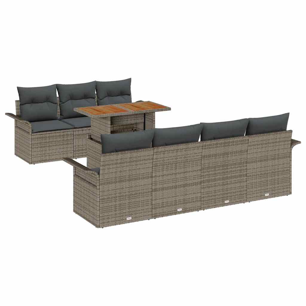 Ensemble de canapé de jardin 8 pcs Gris Poly rotin - XIOS