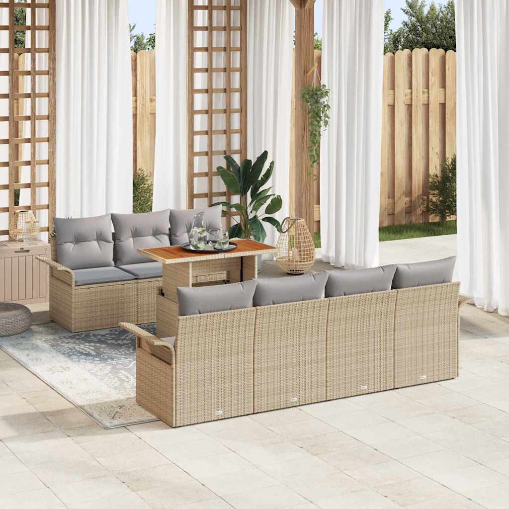 Ensemble de canapé de jardin 8 pcs Beige Poly rotin - XIOS