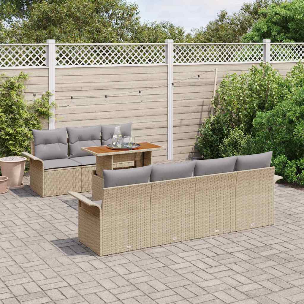 Ensemble de canapé de jardin 8 pcs Beige Poly rotin - XIOS