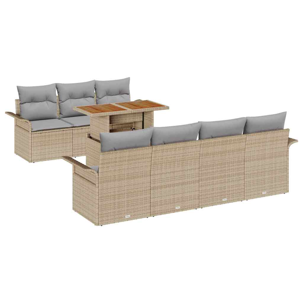 Ensemble de canapé de jardin 8 pcs Beige Poly rotin - XIOS