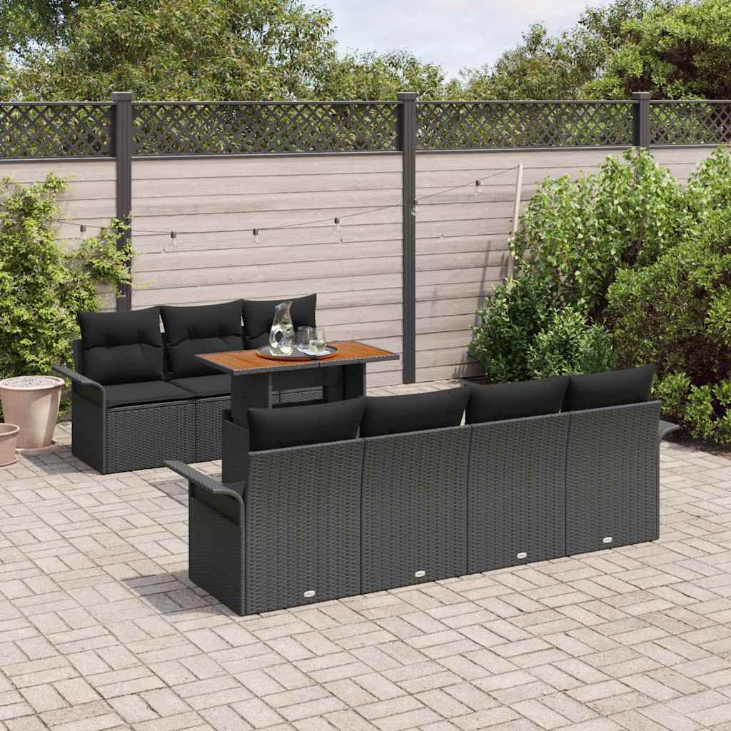 Ensemble de canapé de jardin 8 pcs Noir Poly rotin - XIOS