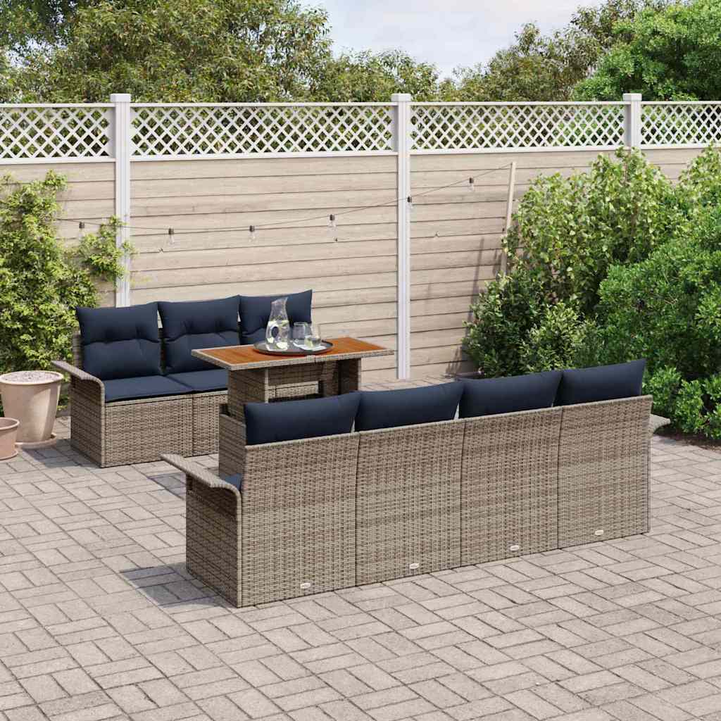 Ensemble de canapé de jardin 8 pcs Gris Poly rotin - XIOS