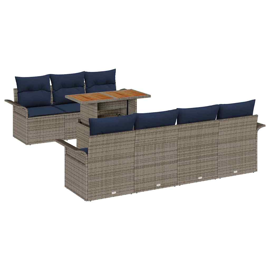 Ensemble de canapé de jardin 8 pcs Gris Poly rotin - XIOS