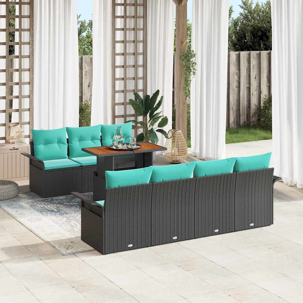 Ensemble de canapé de jardin 8 pcs Noir Poly rotin - XIOS