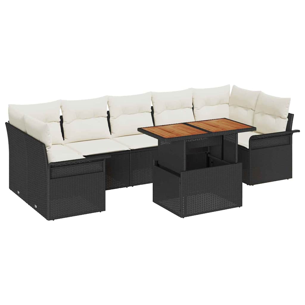 Ensemble de canapé de jardin 8 pcs Noir Poly rotin - XIOS
