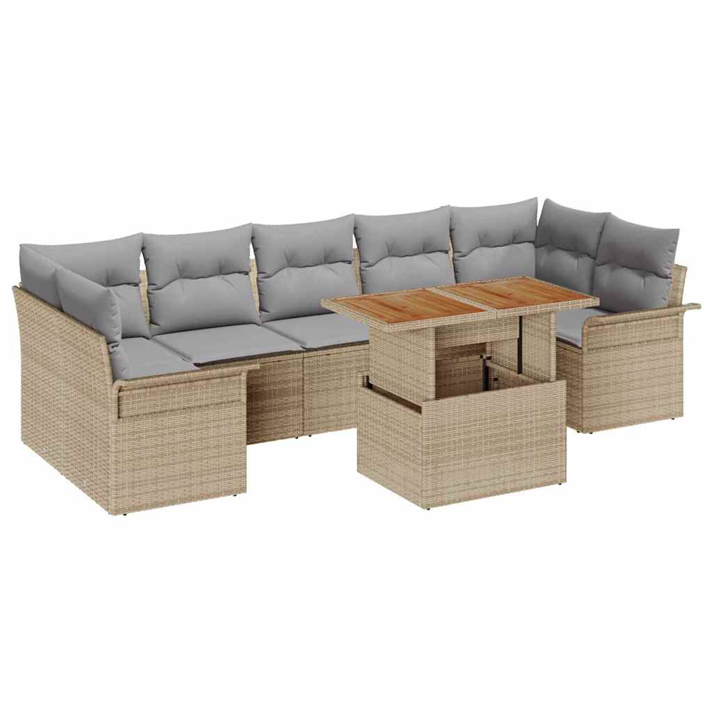 Ensemble de canapé de jardin 8 pcs Beige Poly rotin - XIOS