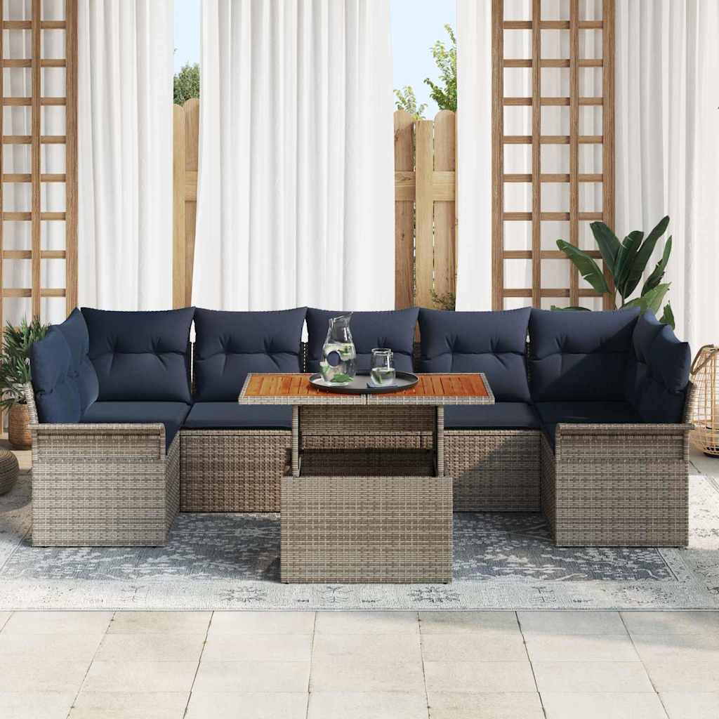 Ensemble de canapé de jardin 8 pcs Gris Poly rotin - XIOS