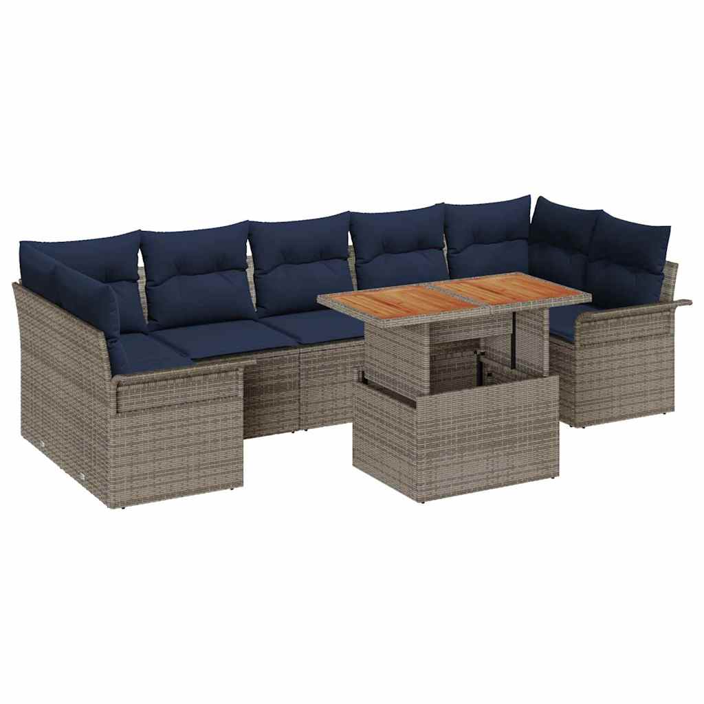 Ensemble de canapé de jardin 8 pcs Gris Poly rotin - XIOS