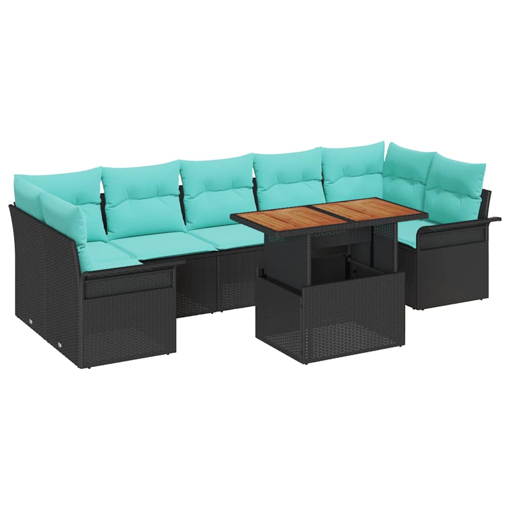 Ensemble de canapé de jardin 8 pcs Noir Poly rotin - XIOS