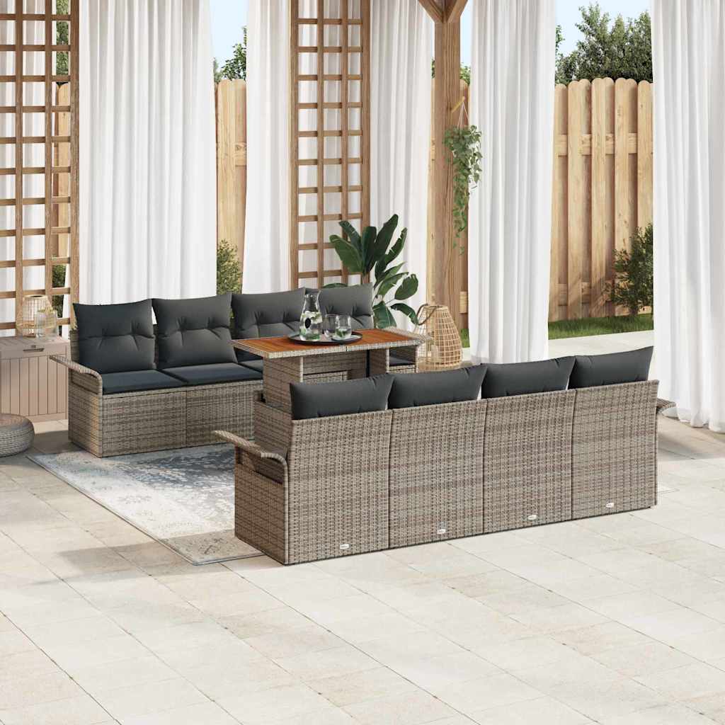 Ensemble de canapé de jardin 9 pcs Gris Poly rotin - XIOS