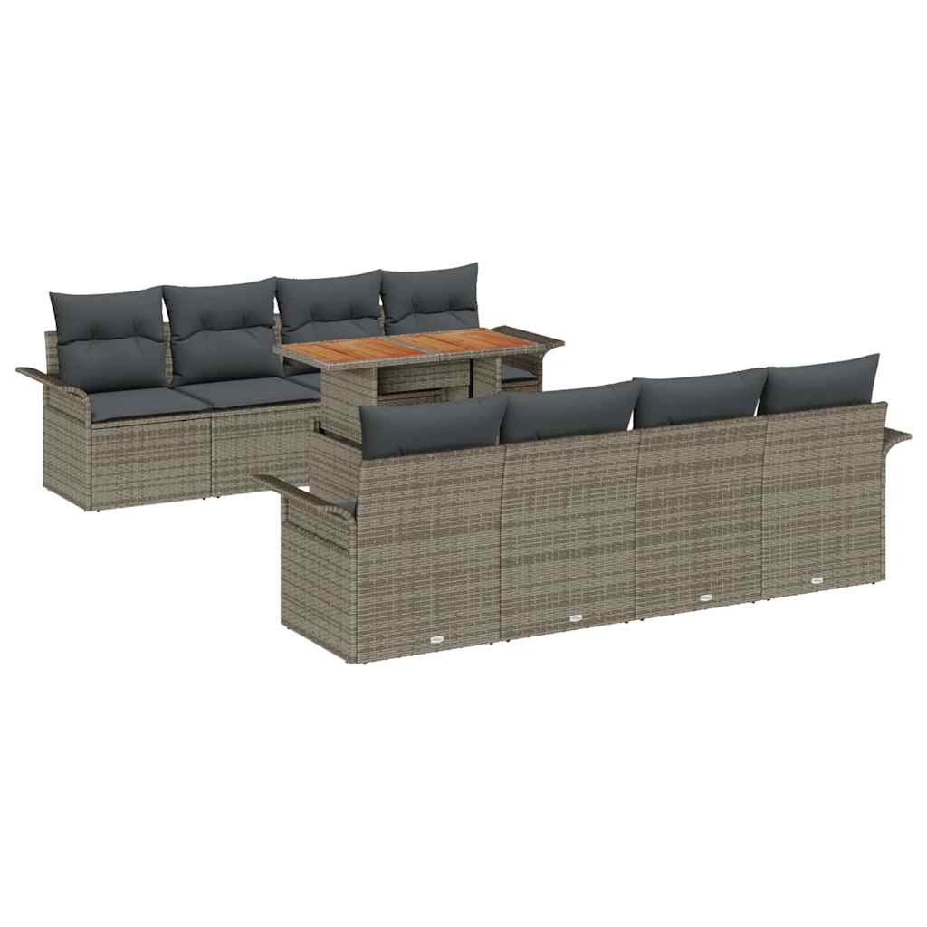 Ensemble de canapé de jardin 9 pcs Gris Poly rotin - XIOS
