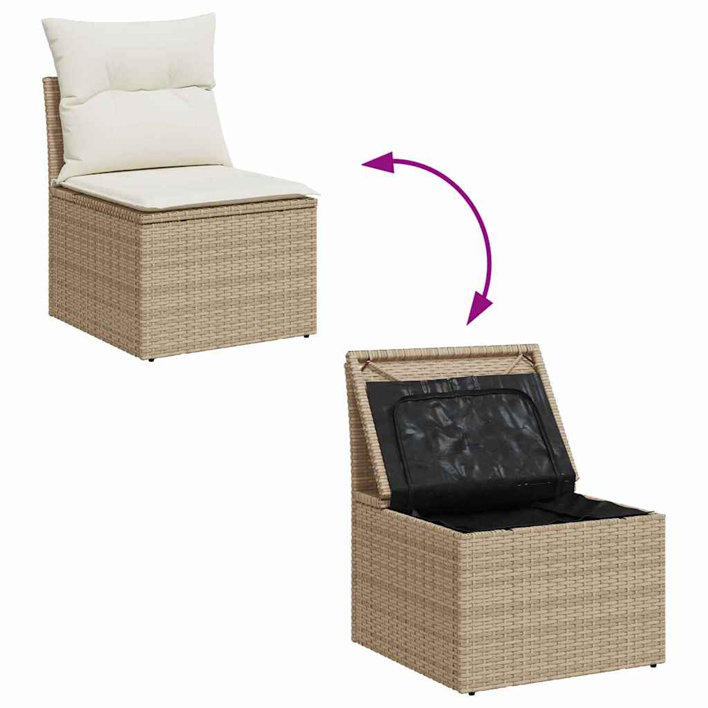 Ensemble de canapé de jardin 6 pc Beige Poly rotin