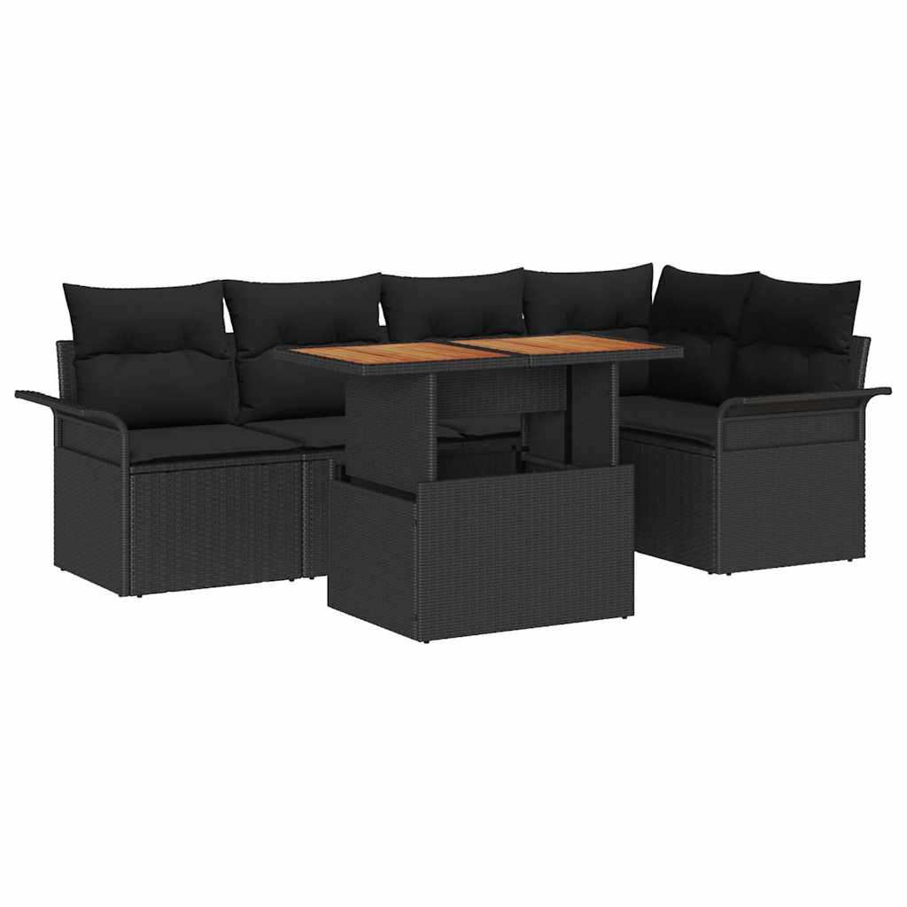 Ensemble de canapé de jardin 6 pcs Noir Poly rotin - XIOS