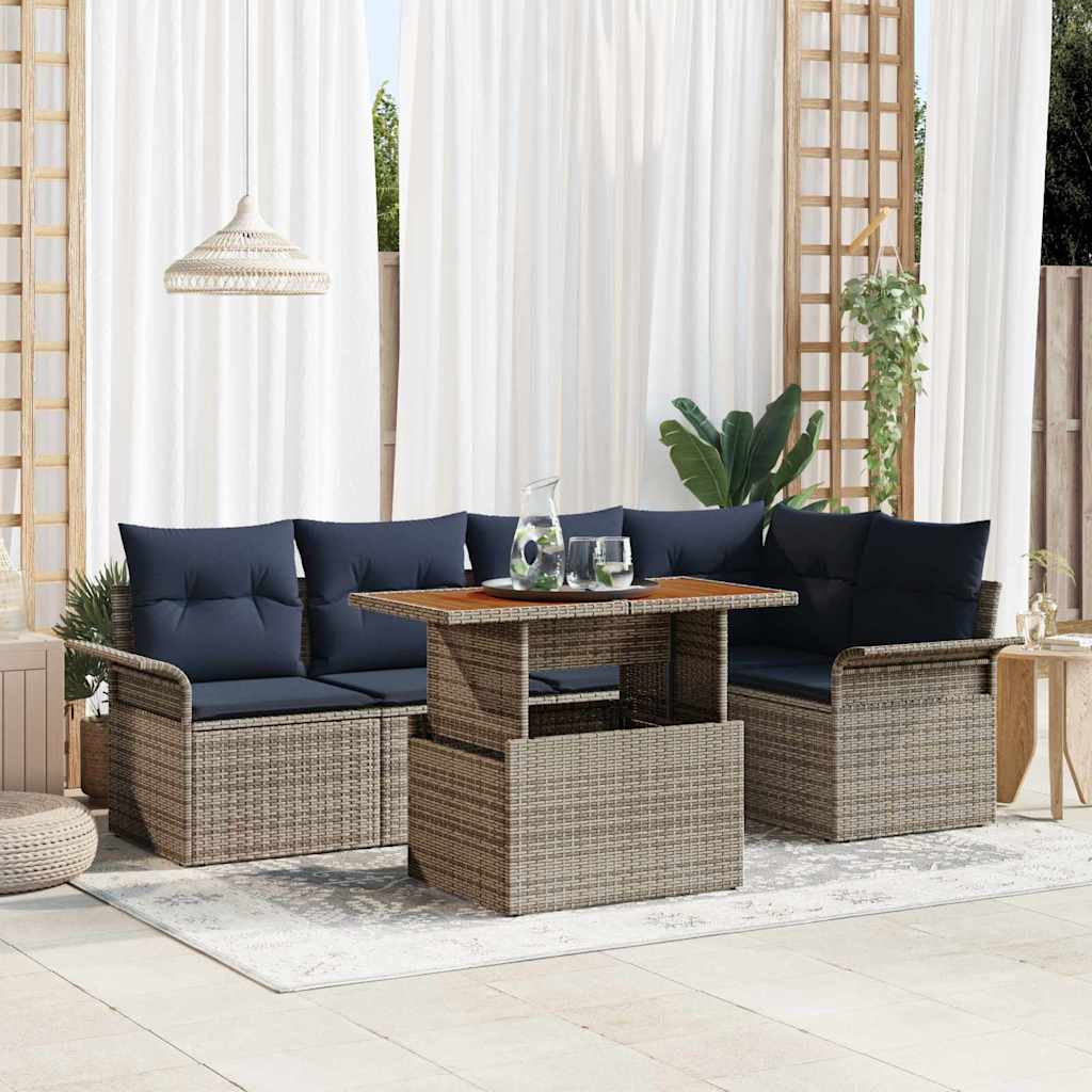 Ensemble de canapé de jardin 6 pcs Gris Poly rotin - XIOS