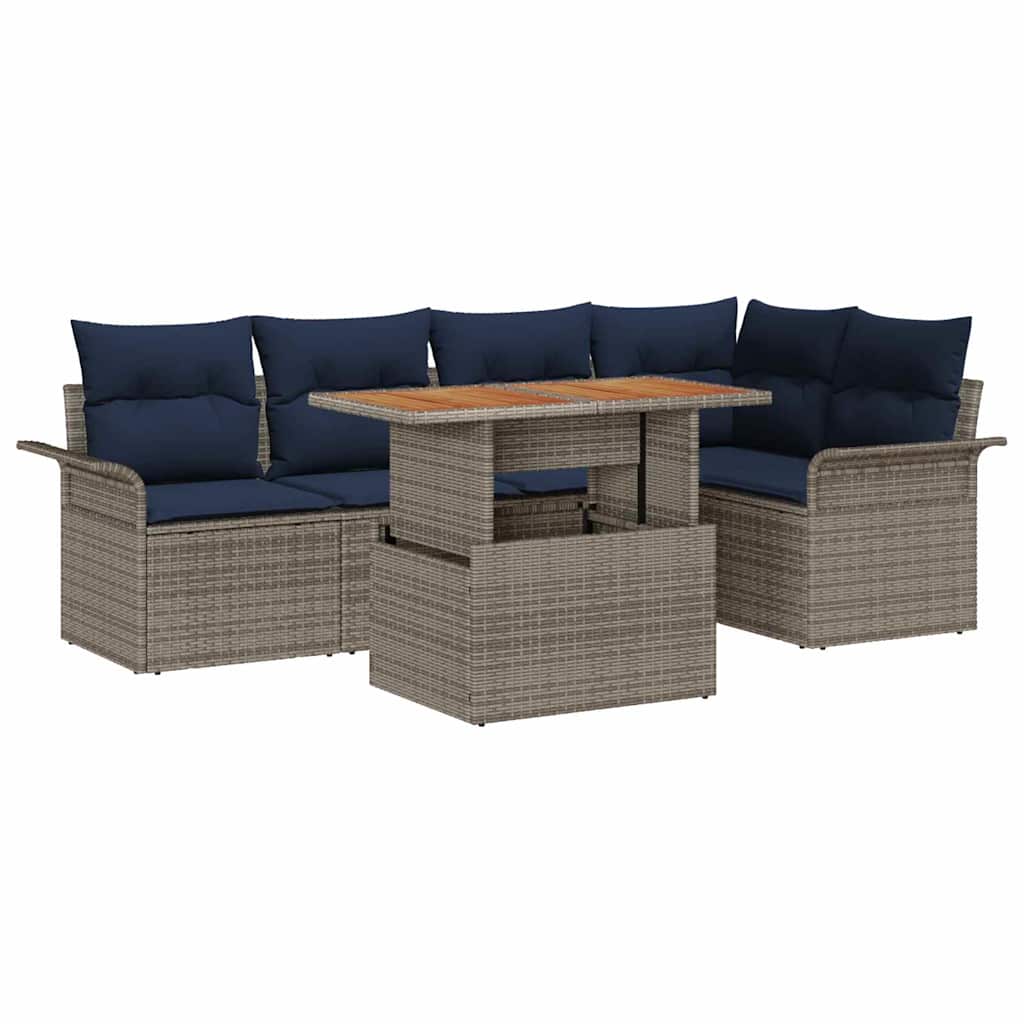 Ensemble de canapé de jardin 6 pcs Gris Poly rotin - XIOS