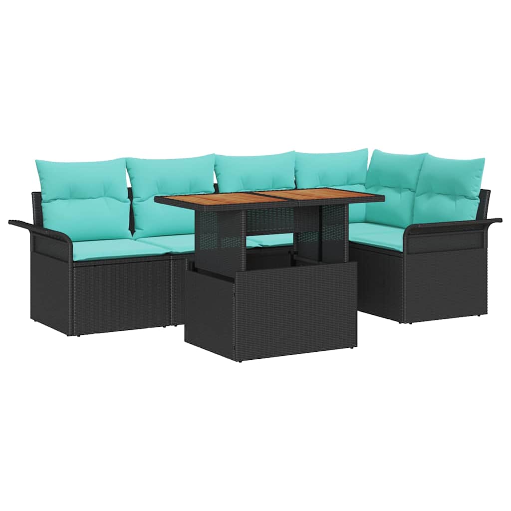 Ensemble de canapé de jardin 6 pcs Noir Poly rotin - XIOS