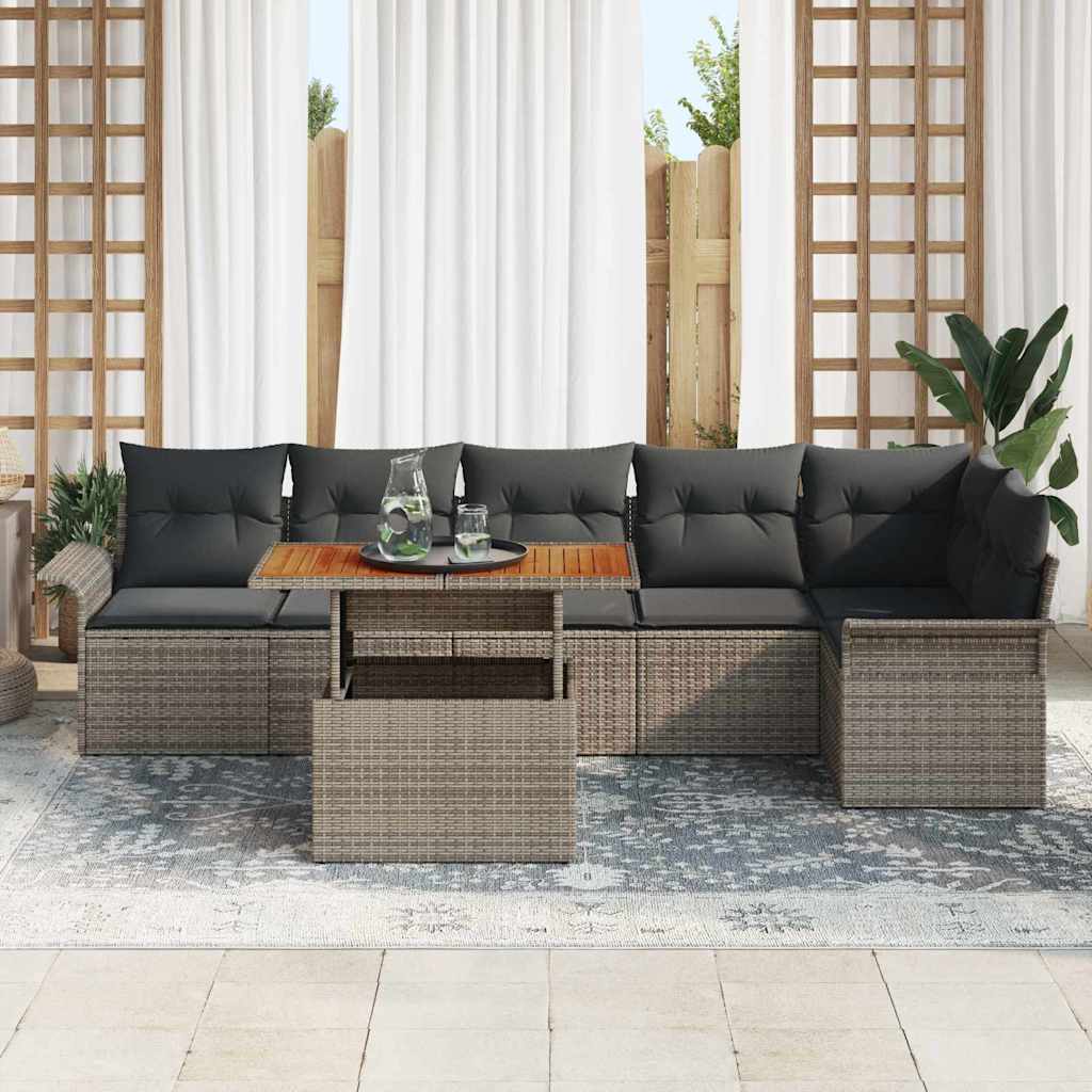 Ensemble de canapé de jardin 7 pc Gris Poly rotin